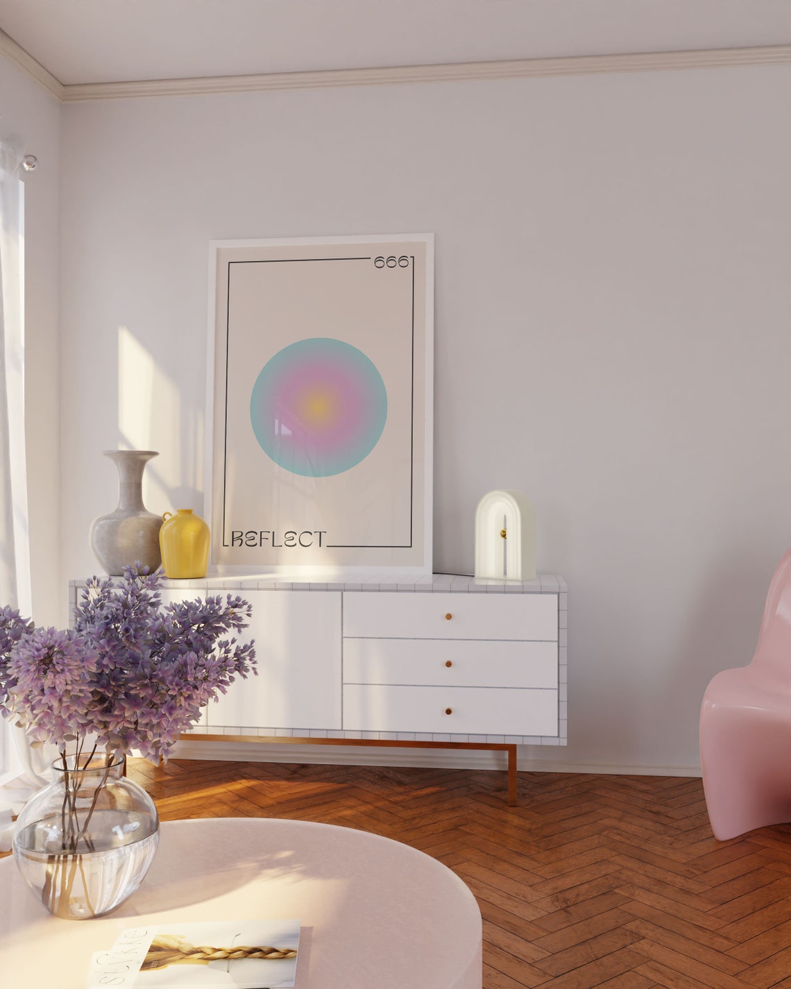 Angel Number 666 Reflect Minimal Aura Gradient Spiritual Wall Art - Image 3