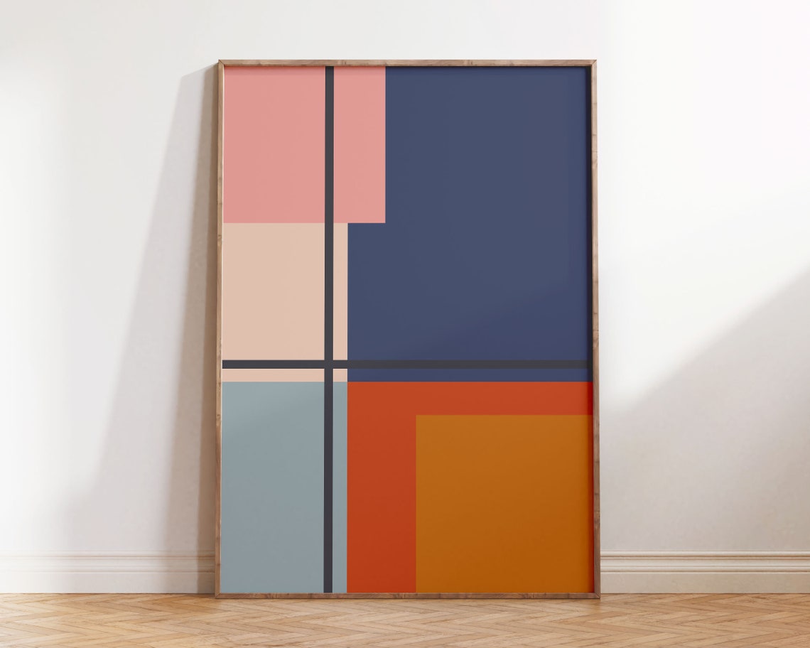 Bauhaus Geometric Color Block Abstract Mid Century Modern Print