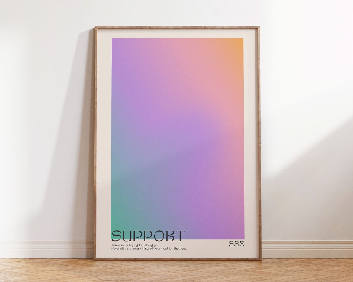 Angel Number 333 Support Affirmation Aura Pastel Gradient Poster