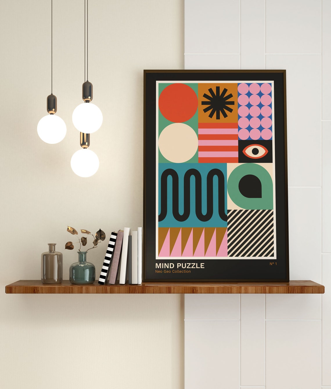Mind Puzzle Neo Geo Colorful Geometric Collage Retro Art Poster - Image 3