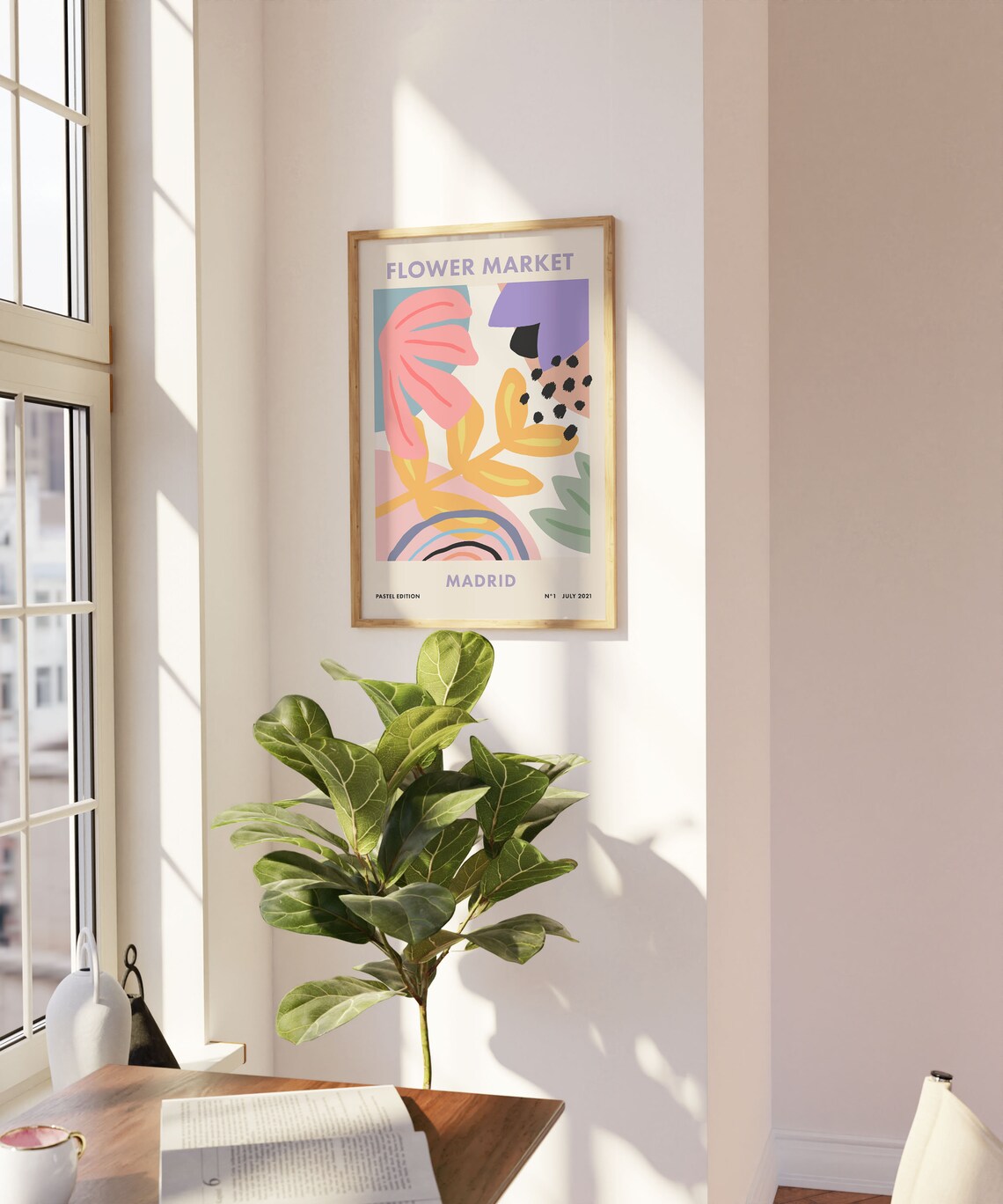 Flower Market Madrid Pastel Edition Abstract Floral Collage Art Poster - Image 2