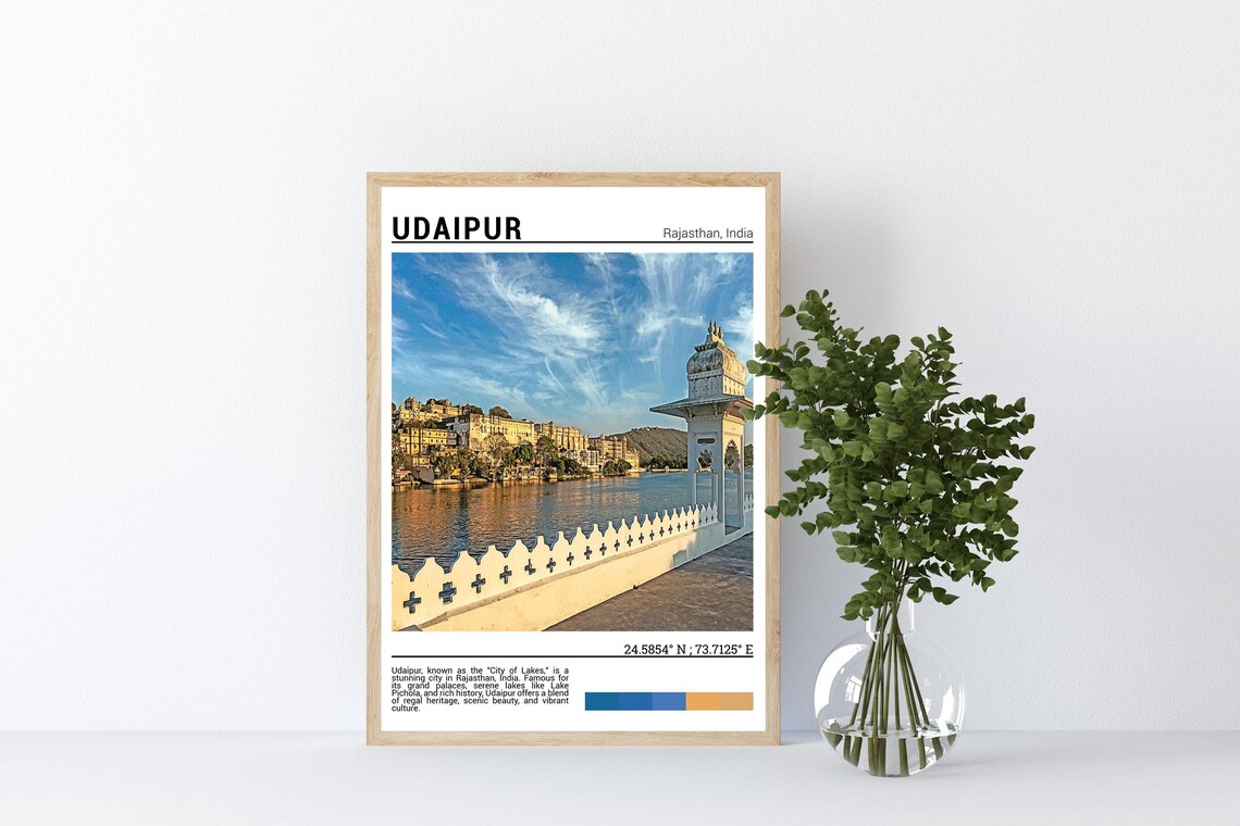 Udaipur India City Palace Lake Pichola Golden Sunset Photo Poster - Image 4