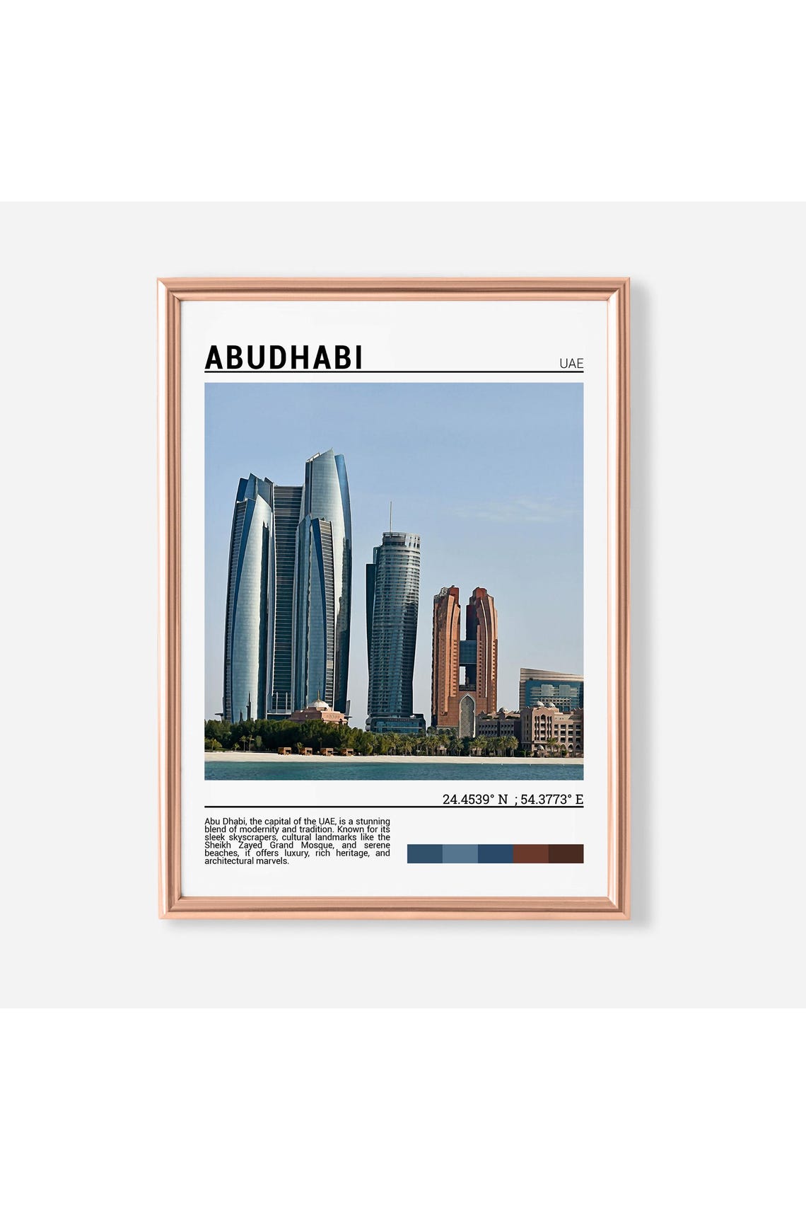 Abu Dhabi UAE Modern Skyscrapers Waterfront Skyline Travel Poster