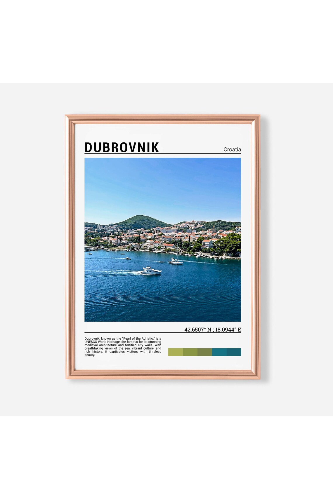 Dubrovnik Croatia Adriatic Harbor Boats Old Town View Poster