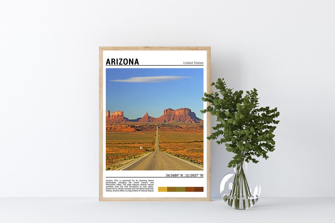 Arizona Monument Valley Desert Highway Red Rock Mesas Travel Poster - Image 4