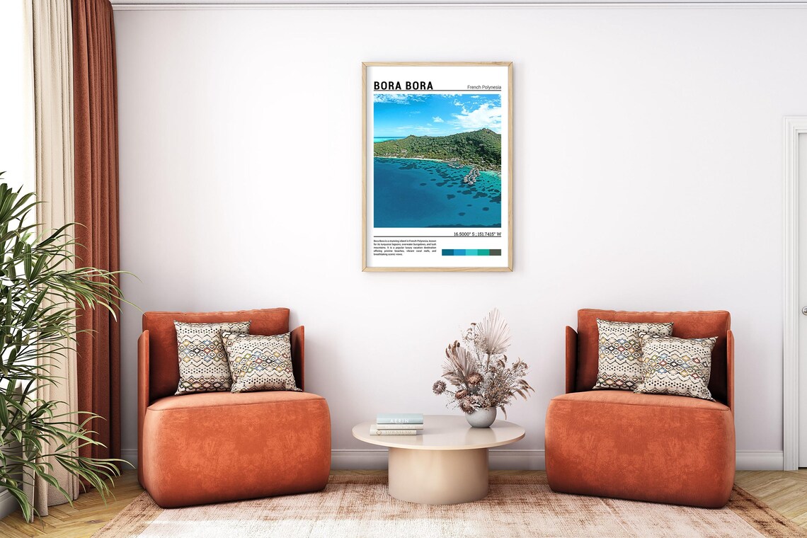 Bora Bora French Polynesia Aerial Lagoon Overwater Villas Poster - Image 7