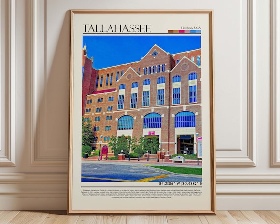 Tallahassee Florida Historic Brick Building Collegiate Campus Travel Poster