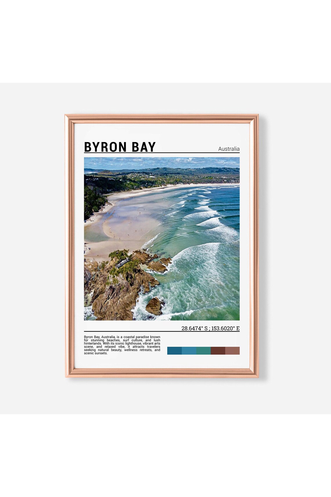 Byron Bay Australia Surf Waves Golden Beach Aerial Ocean Poster