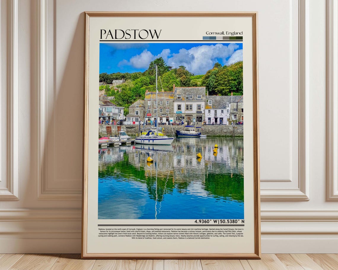 Padstow Cornwall England Harbor Boats Reflections Travel Poster