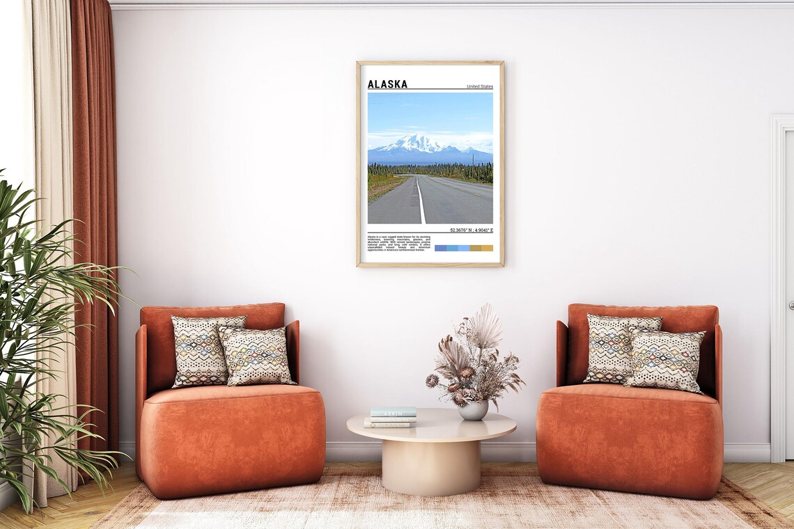 Alaska Snowcapped Mountain Highway Forest Scenic Road Travel Poster - Image 7