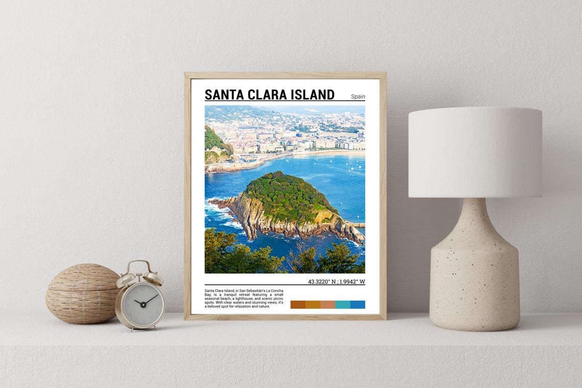 Santa Clara Island Spain La Concha Bay Rocky Isle Coastal View Poster - Image 2