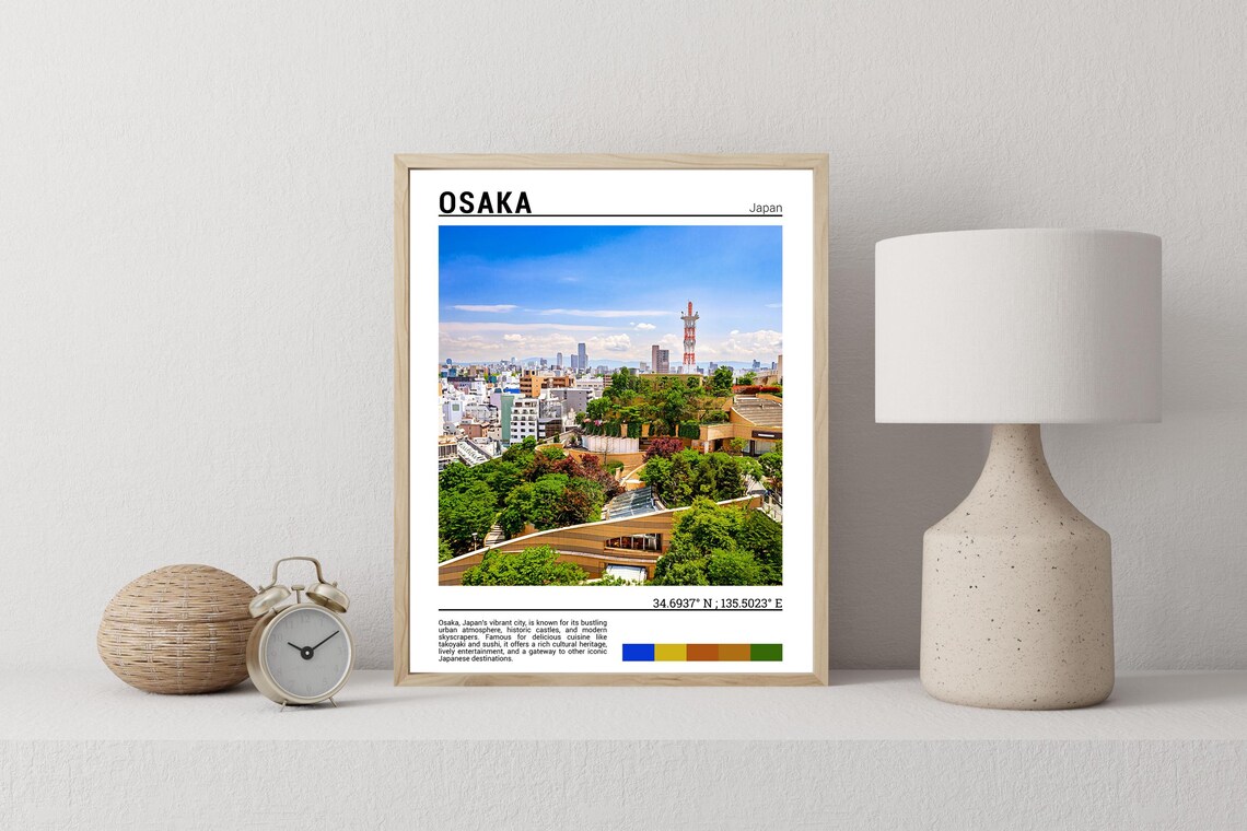 Osaka Japan Skyline Cityscape Tower View Urban Travel Poster - Image 2