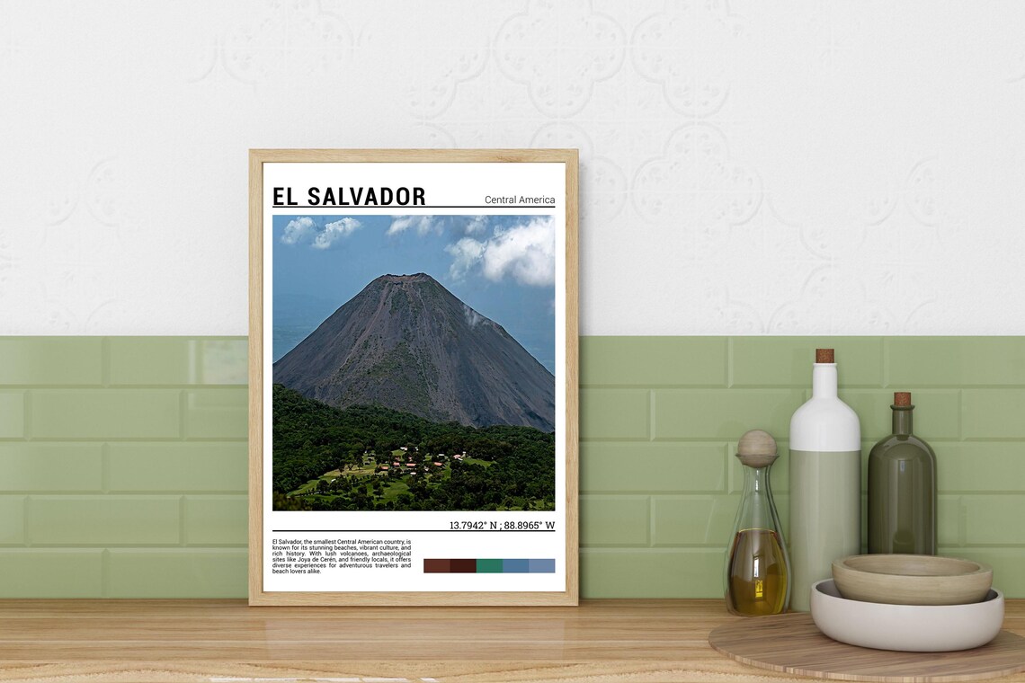El Salvador Volcano Peak Green Forest Central America Poster - Image 3