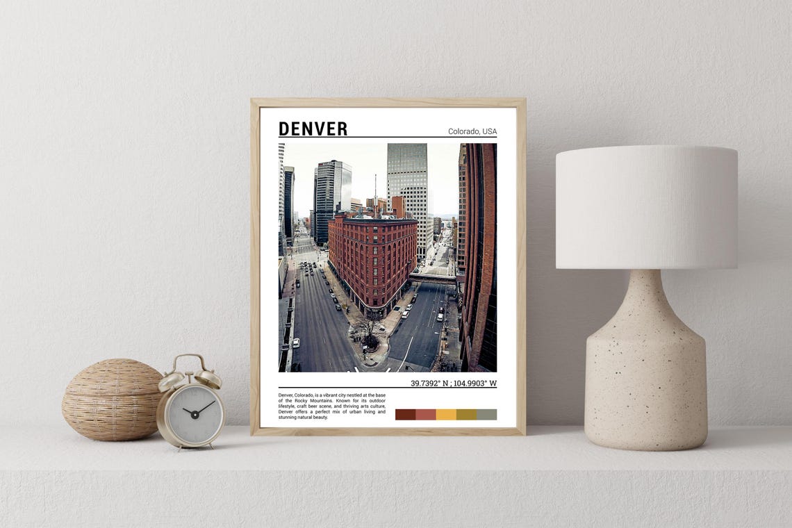 Denver Colorado Downtown Street Grid Historic Brick Building Poster - Image 2
