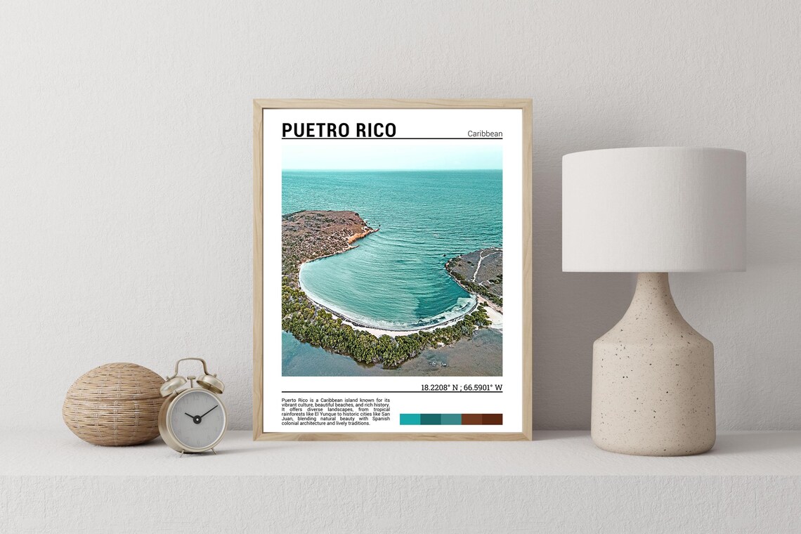 Puerto Rico Caribbean Coast Turquoise Bay Aerial Photo Poster - Image 2