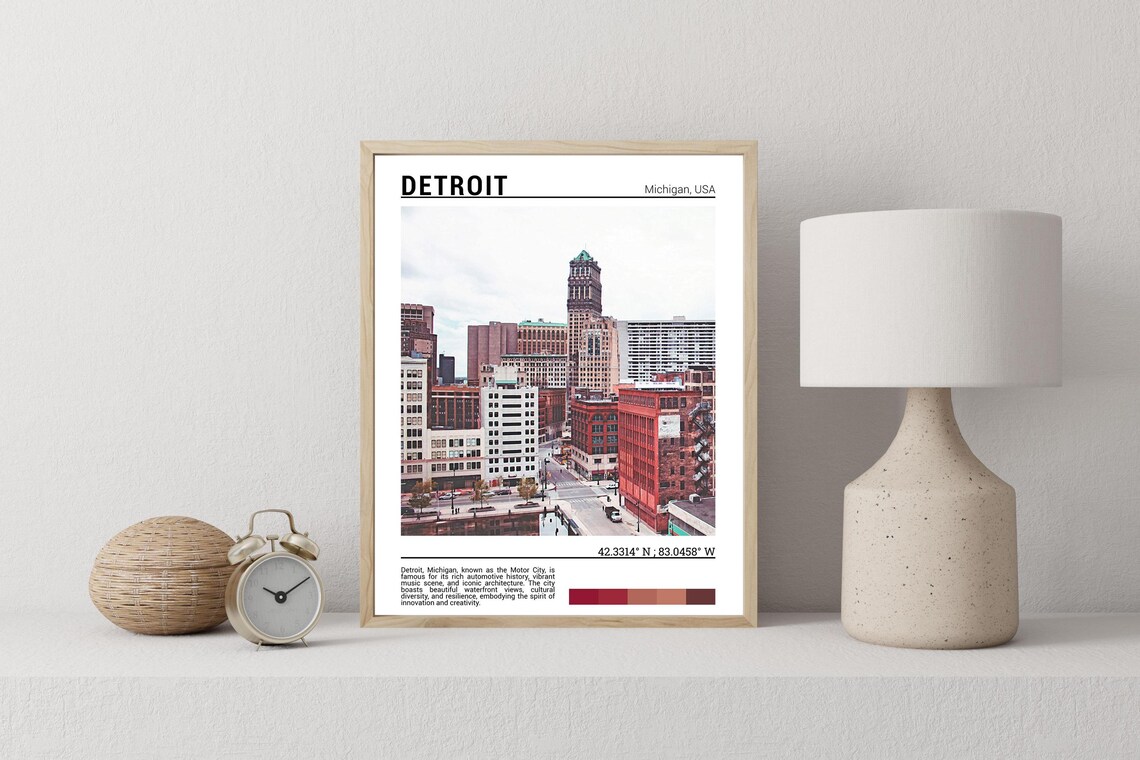 Detroit Travel Poster, Michigan USA Wall Art Print - Image 2