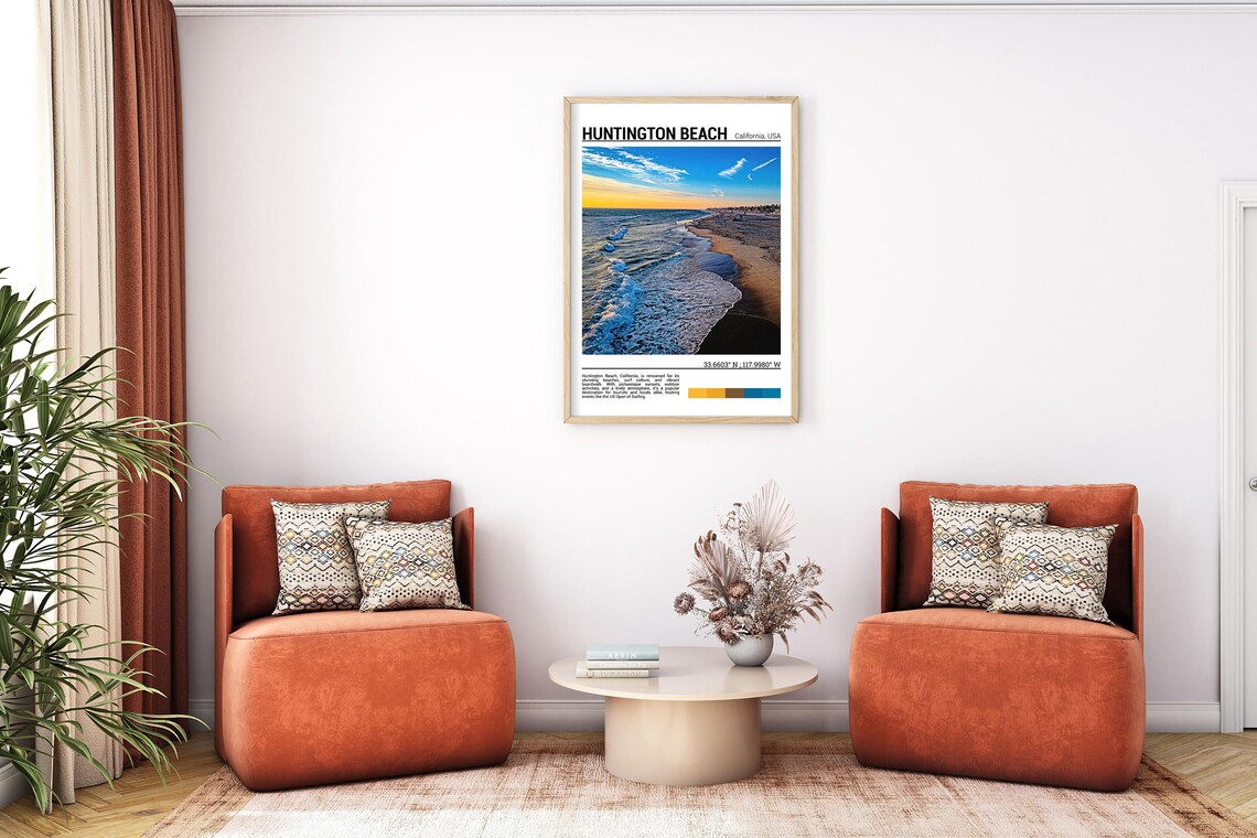 Huntington Beach California Golden Sunset Surf Shore Travel Poster - Image 7