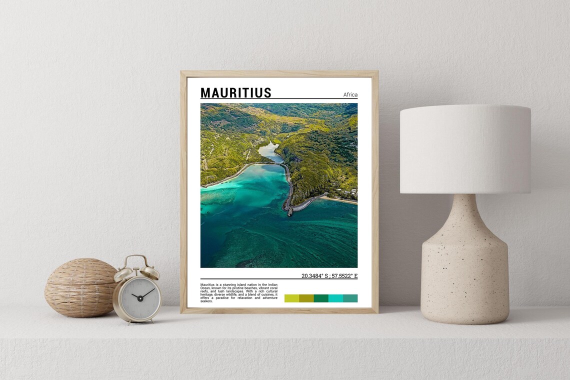 Mauritius Africa Aerial Lagoon Underwater Waterfall Illusion Poster - Image 2