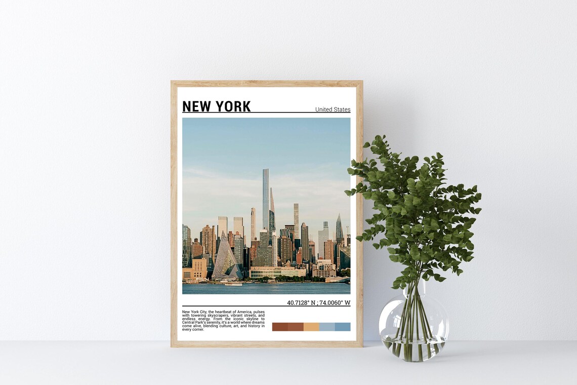 New York City Manhattan Skyline Daytime Photography Travel Poster - Image 4