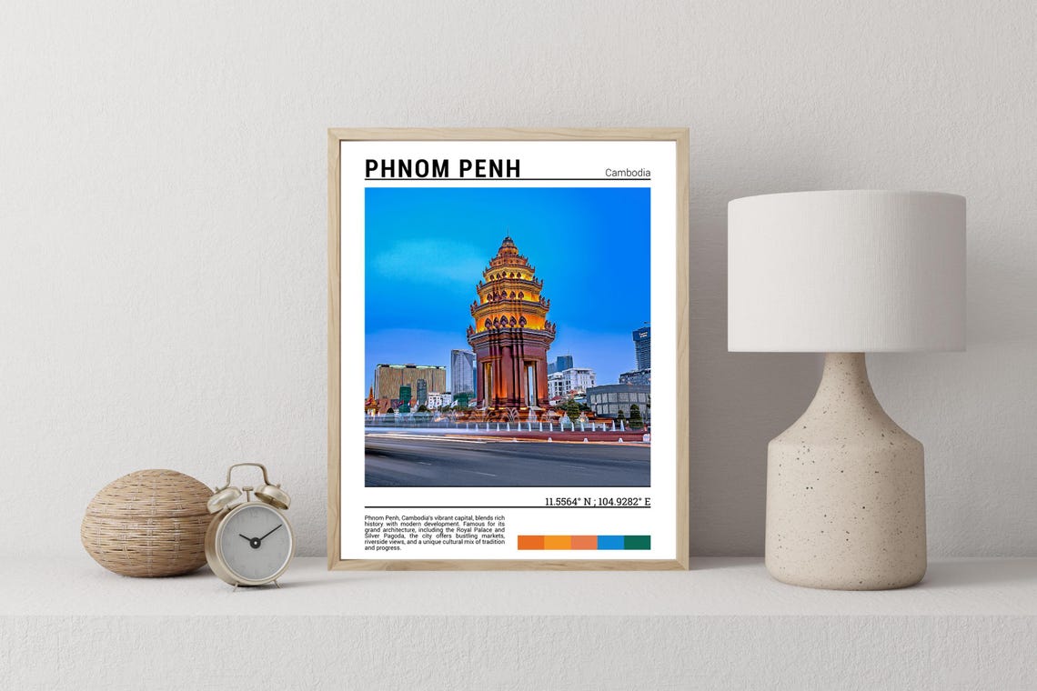 Phnom Penh Cambodia Independence Monument Night Lights Poster - Image 2