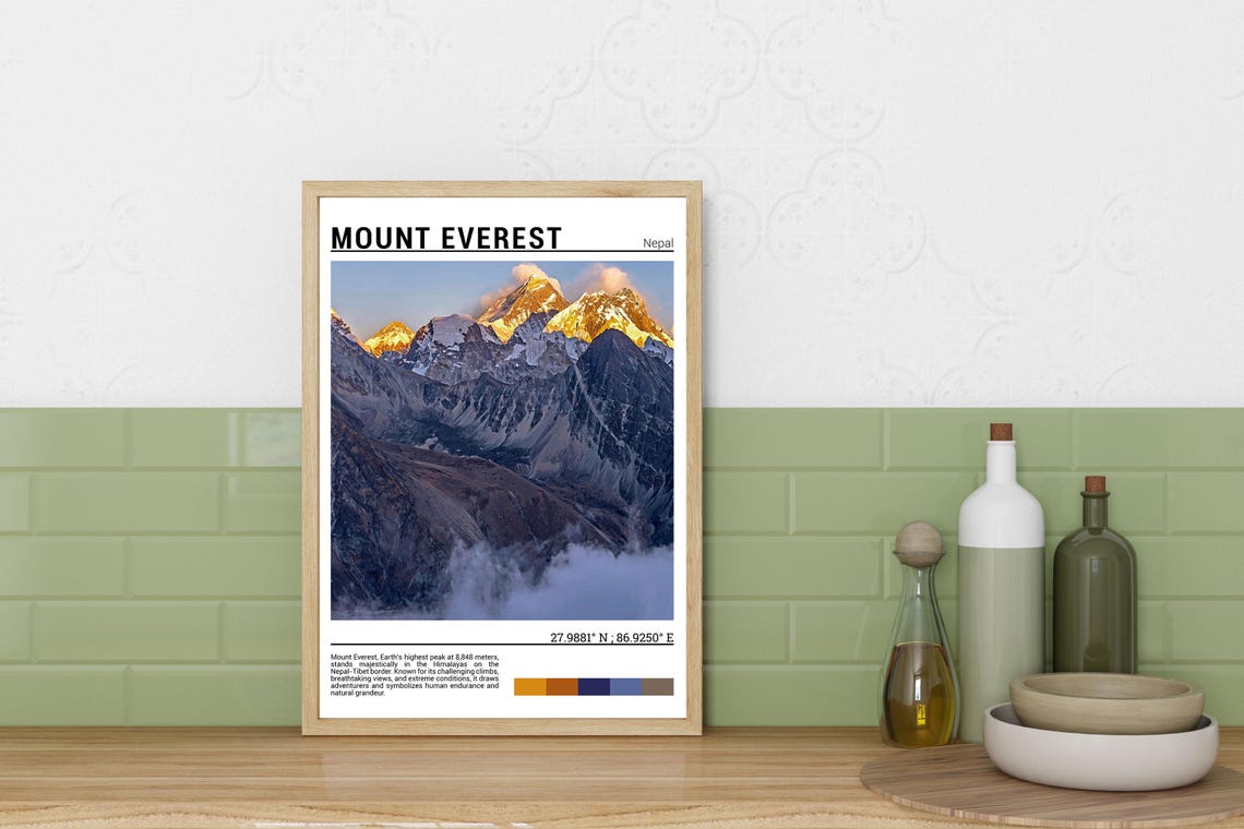 Mount Everest Nepal Golden Sunrise Himalayan Peaks World Summit Poster - Image 3