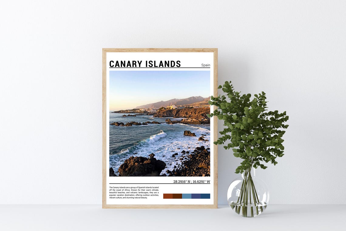 Canary Islands Spain Rocky Volcanic Coastline Ocean View Poster - Image 4
