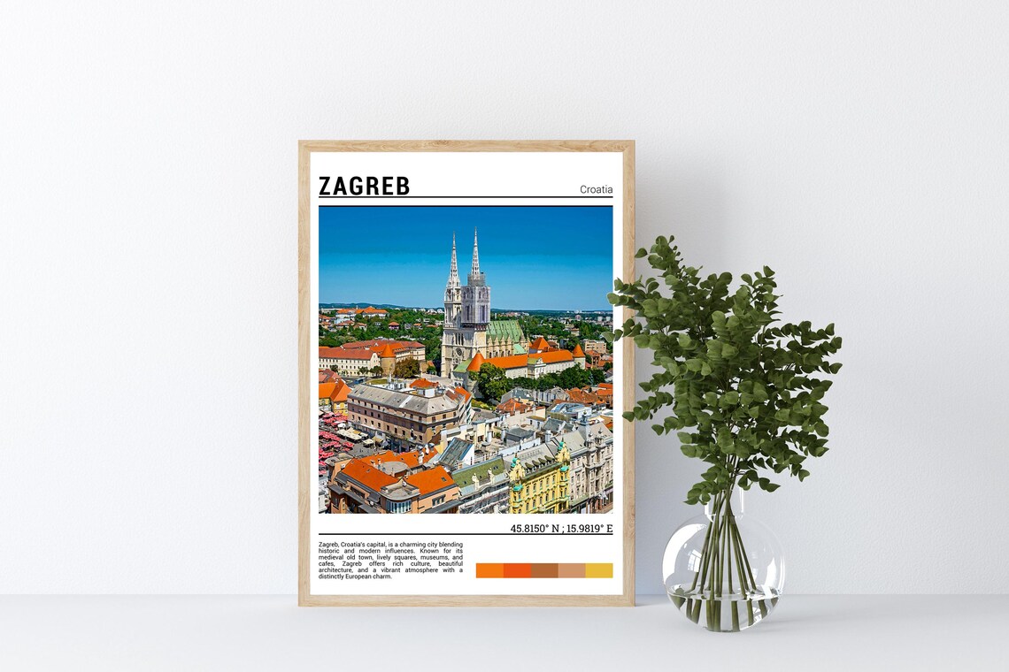 Zagreb Croatia Cathedral Twin Spires Old Town Croatian Capital Poster - Image 4