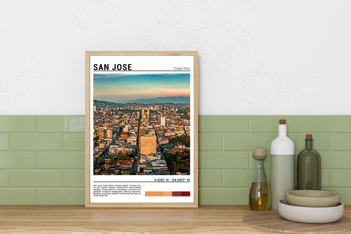 San Jose Costa Rica City Panorama Sunset Skyline Photo Poster - Image 3