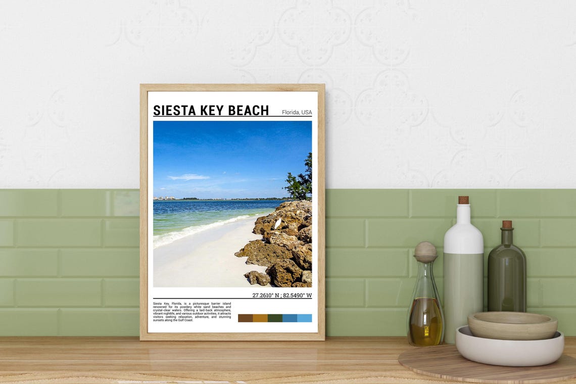 Siesta Key Beach Florida White Sand Gulf Coast Travel Poster - Image 3