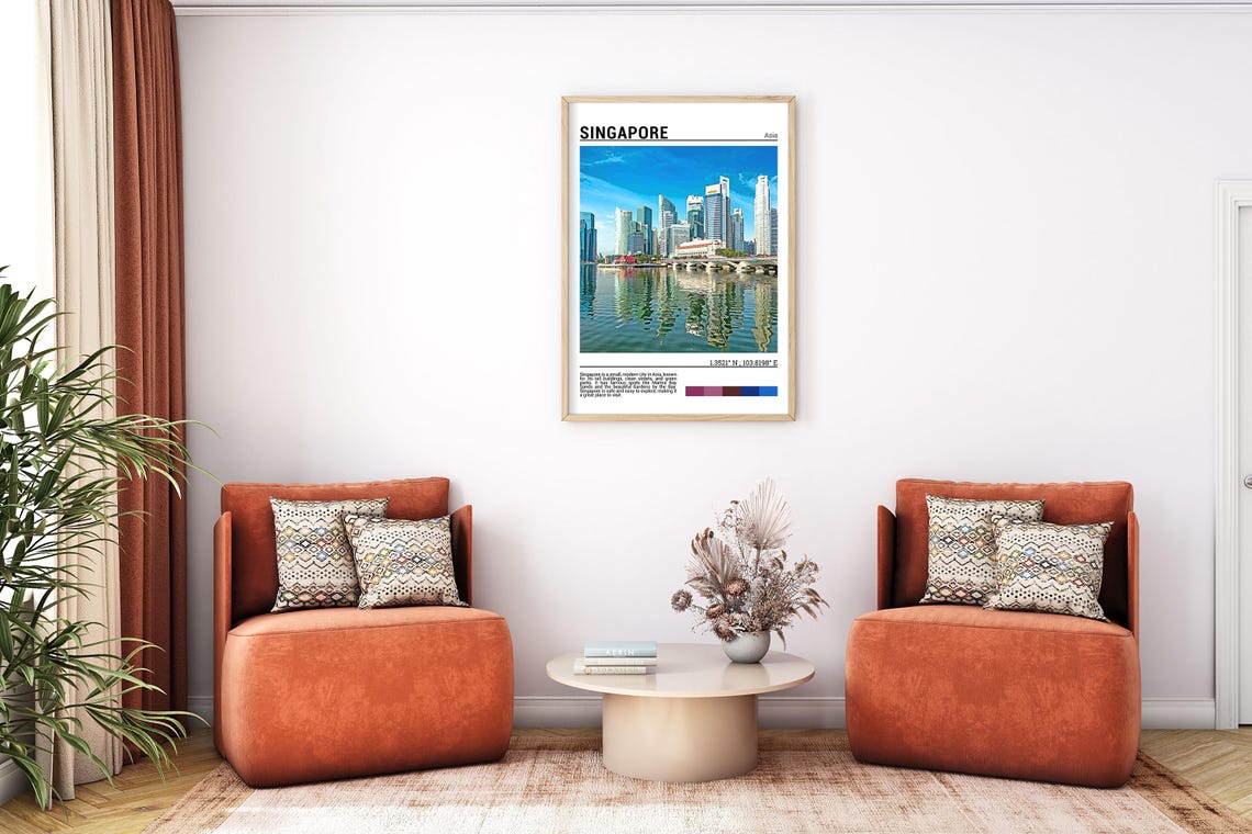 Singapore Marina Bay Modern Skyline Water Reflection Scene Poster - Image 7