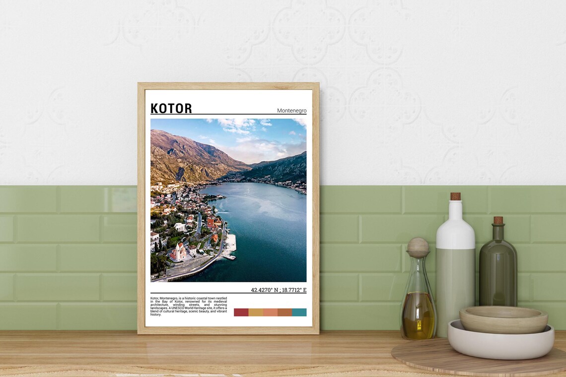 Kotor Montenegro Bay of Kotor Harbor Mountain View Adriatic Bay Poster - Image 2