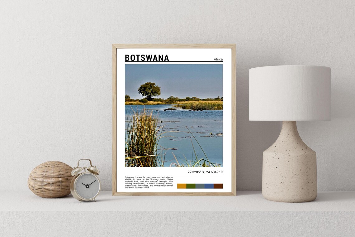 Botswana Okavango Delta Wetland Reeds Lone Tree Safari Poster - Image 4