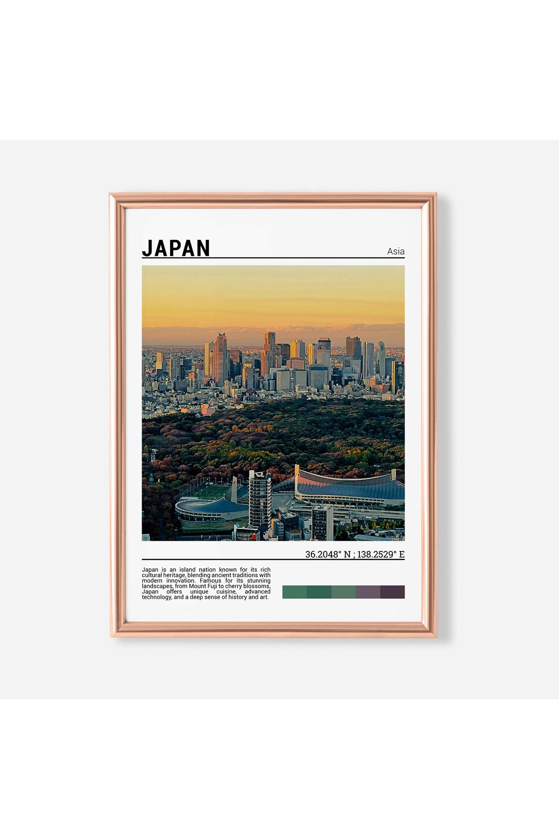 Japan Tokyo Skyline Sunset Cityscape Golden Hour Photo Poster