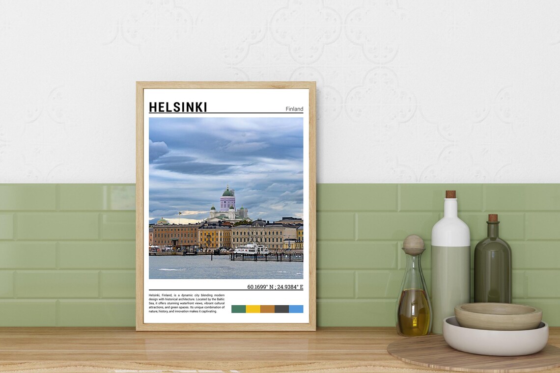 Helsinki Finland Harbor Waterfront Cathedral Skyline City View Poster - Image 3