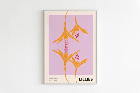 Colorful Flower Illustration Print, Abstract Botanical