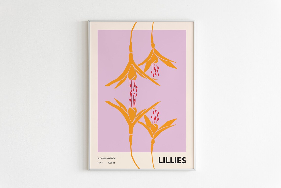 Colorful Flower Illustration Print, Abstract Botanical