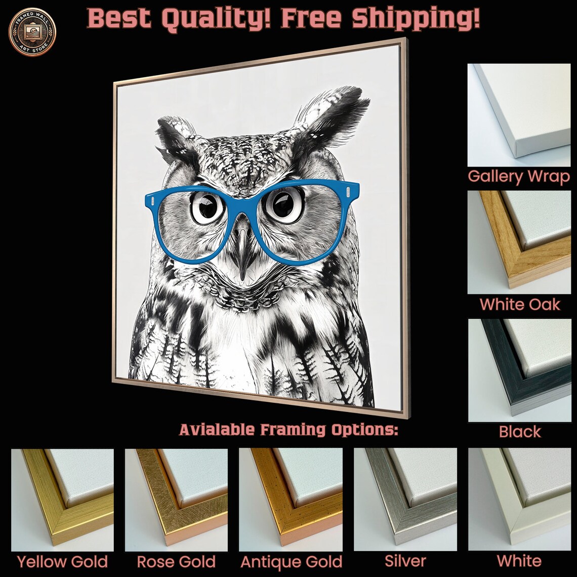 Owl With Glasses, Whimsical Animal Poster Print - Image 5