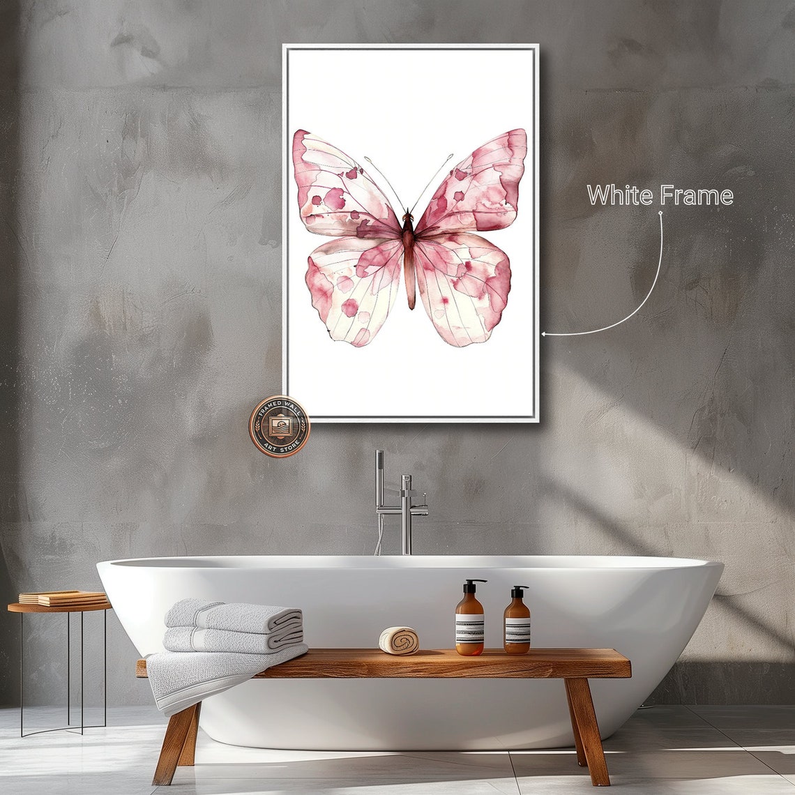 Pink Watercolor Butterfly Delicate Wings Minimal Insect Art Poster - Image 5