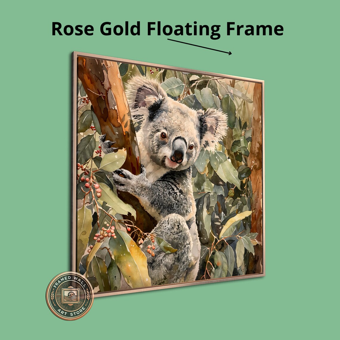 Koala In Eucalyptus Tree Watercolor Portrait Australian Wildlife Art Poster - Image 4