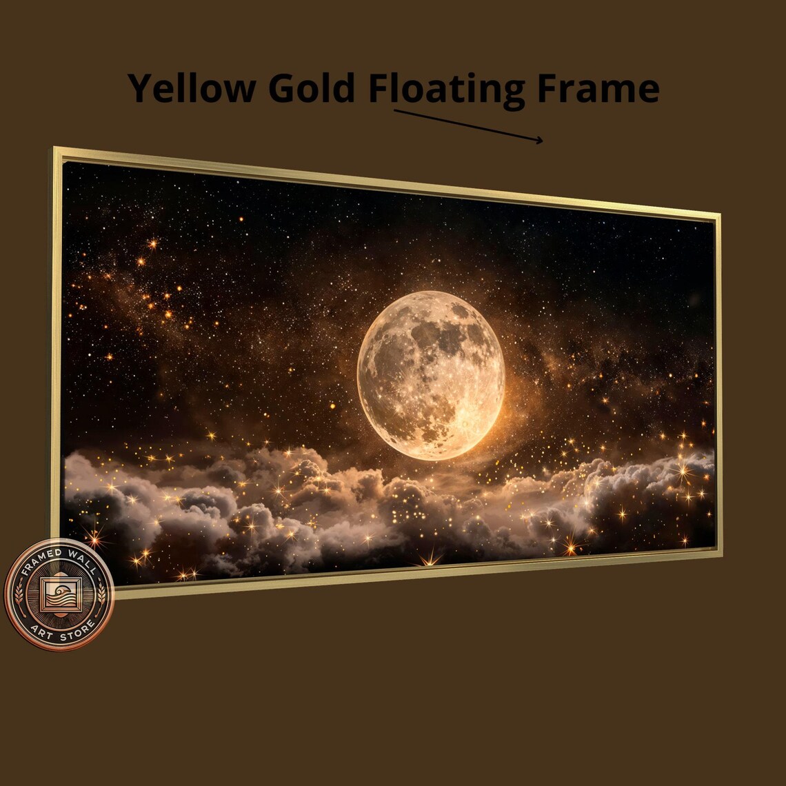 Full Moon in Starry Night Sky Celestial Poster Print - Image 2