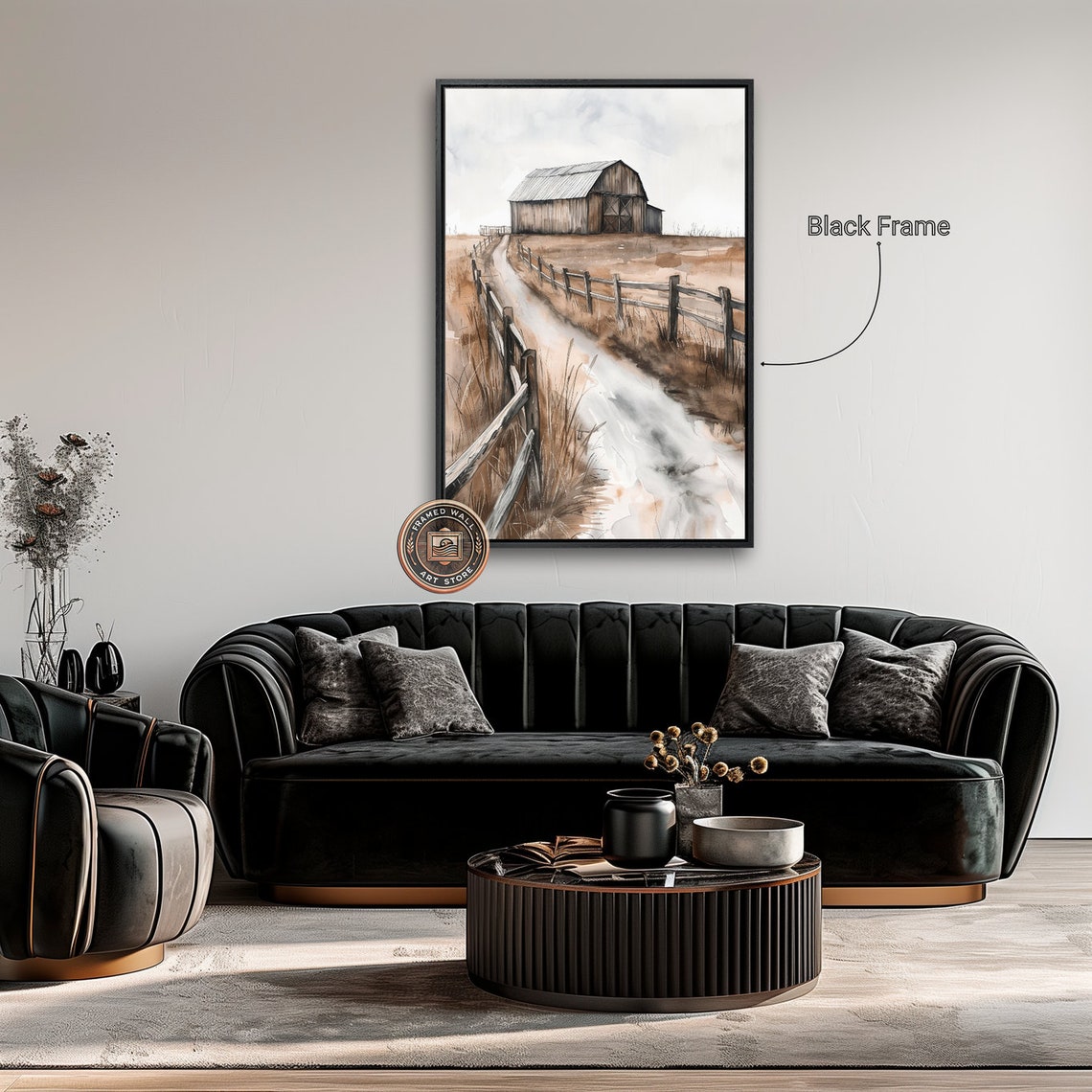 Farmhouse Framed Print Rural Landscape Wall Art Wooden Barn And Fence Painting Print Farm Of Life Rustic Decor Ready To Hang - Image 5
