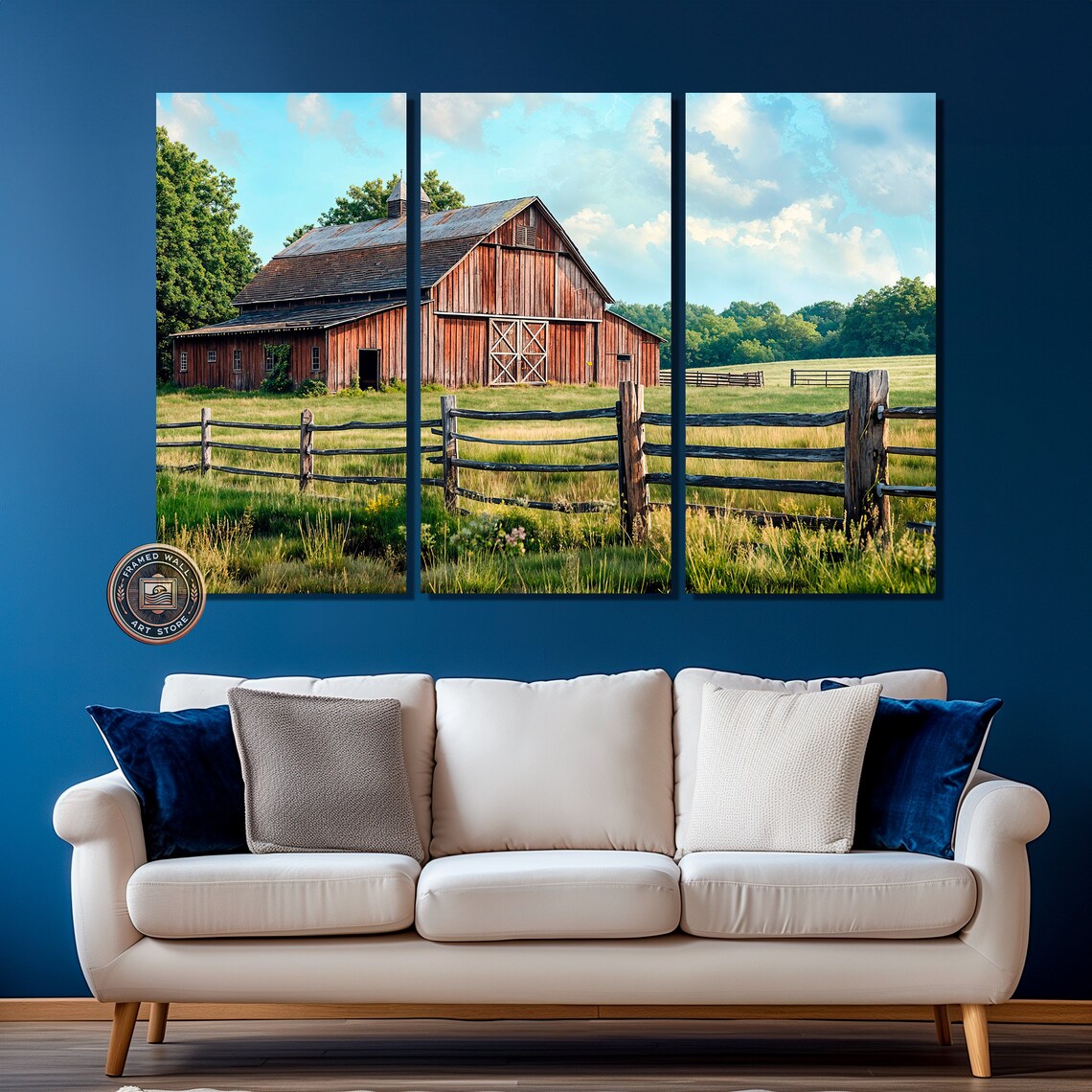 Rustic Farm Behind Fence, Panoramic Landscape Art Print - Image 5