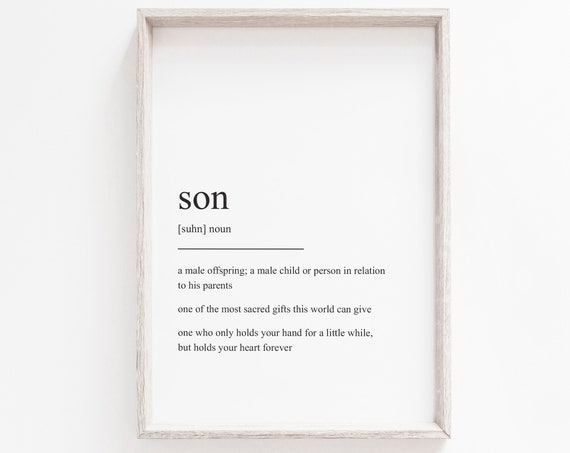 Son Definition Quote Art Print, Funny Gift for Son