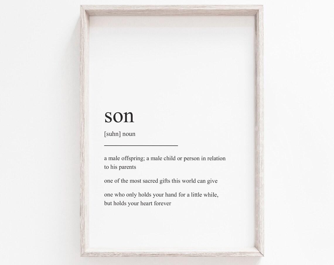Son Definition Quote Art Print, Funny Gift for Son