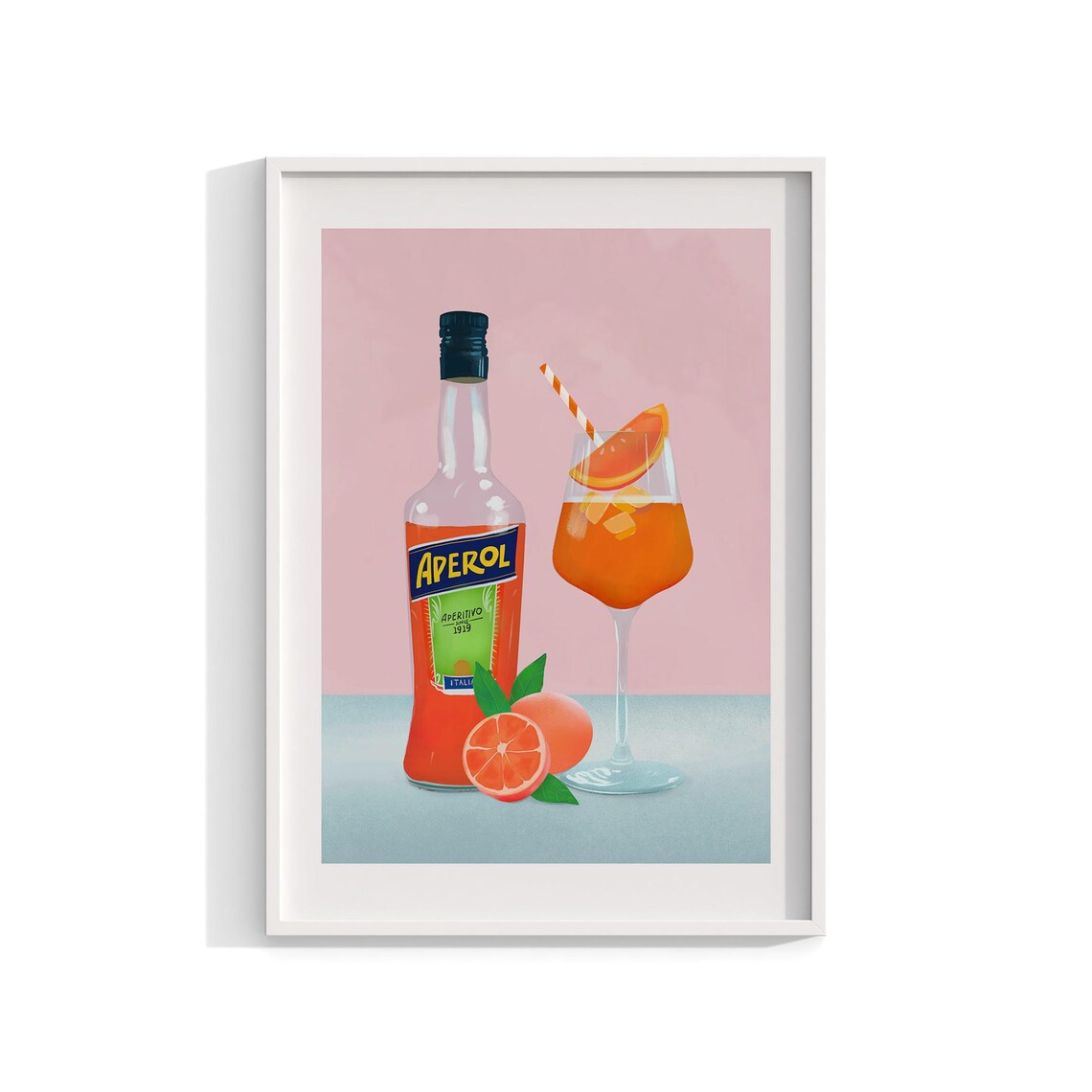 Aperol Spritz Modern Art Print, Cocktail Art