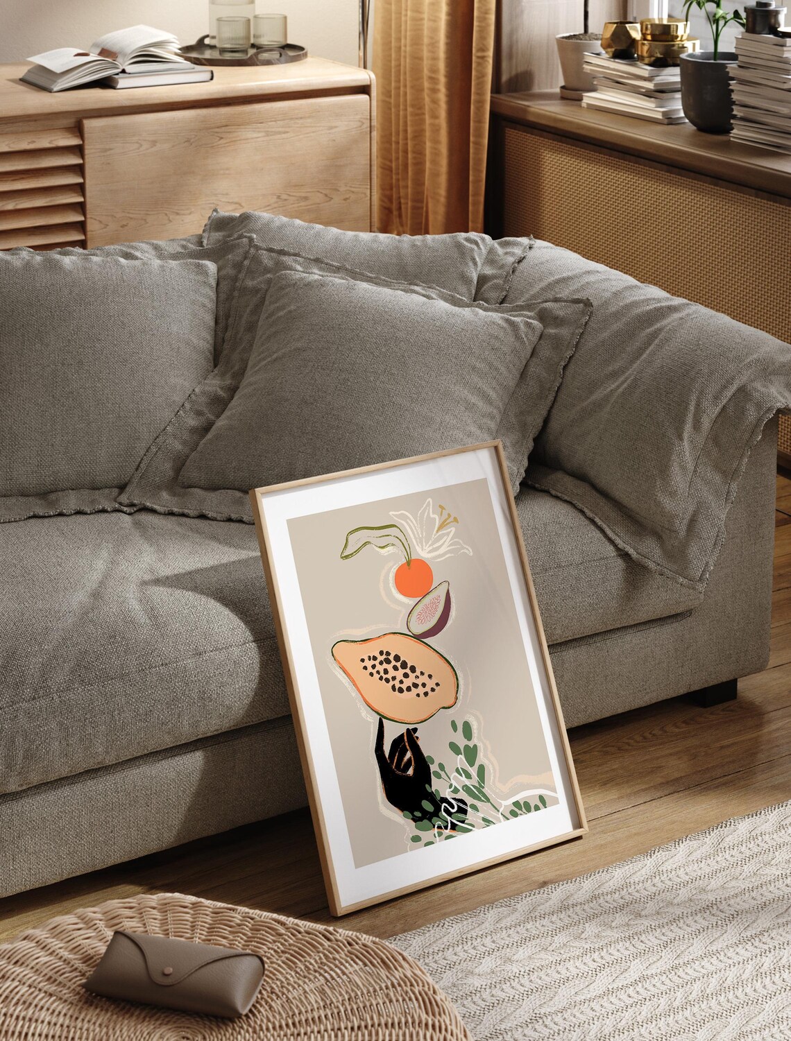 Boho Balancing Fruits, Modern Still Life Art Print - Image 3