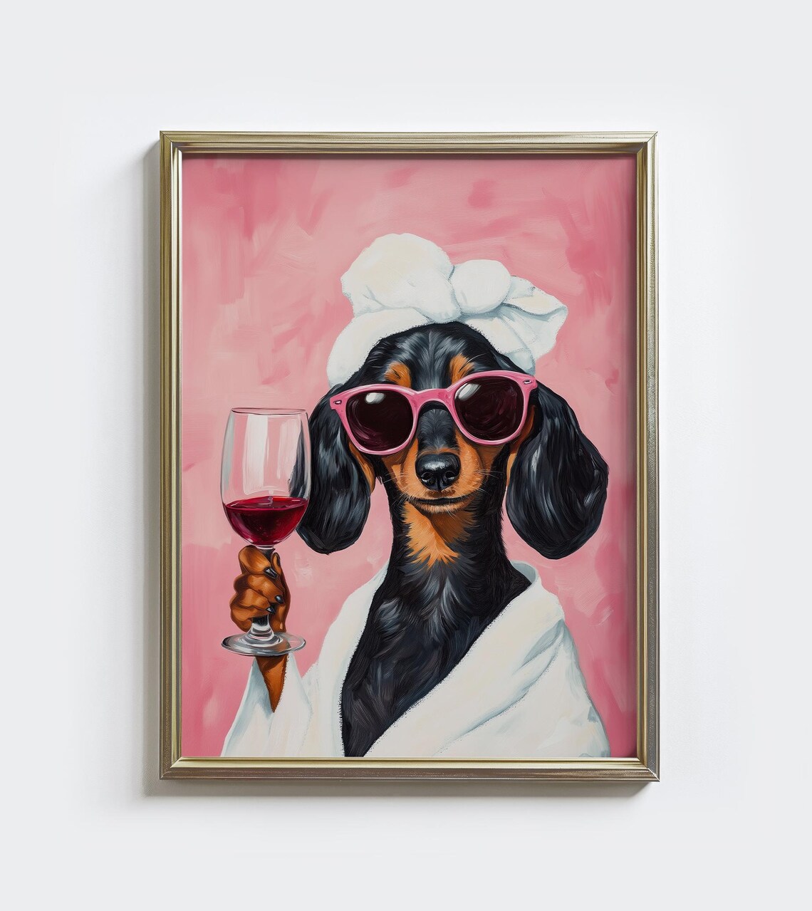 Dachshund Wine Trendy Bathroom Dog Art Print