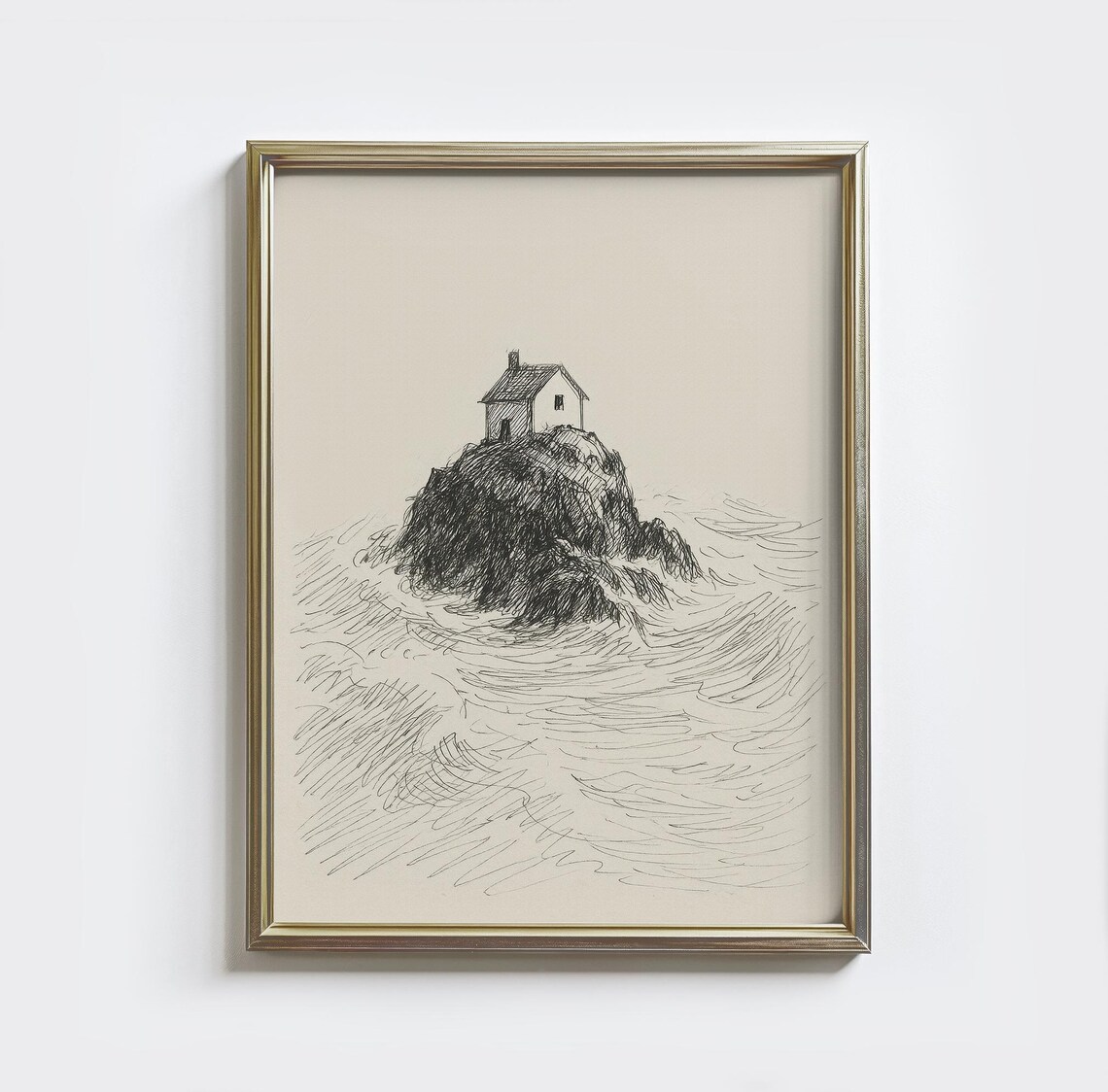 House On The Rock Sketch Print, Christian Verse Art