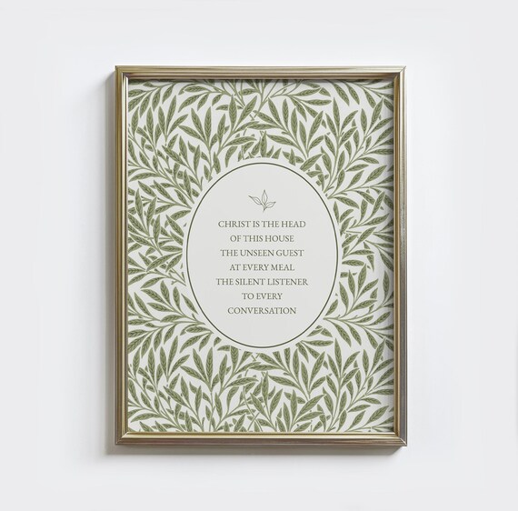 Christ Is The Head of This House Bible Verse Botanical Prayer Wall Poster