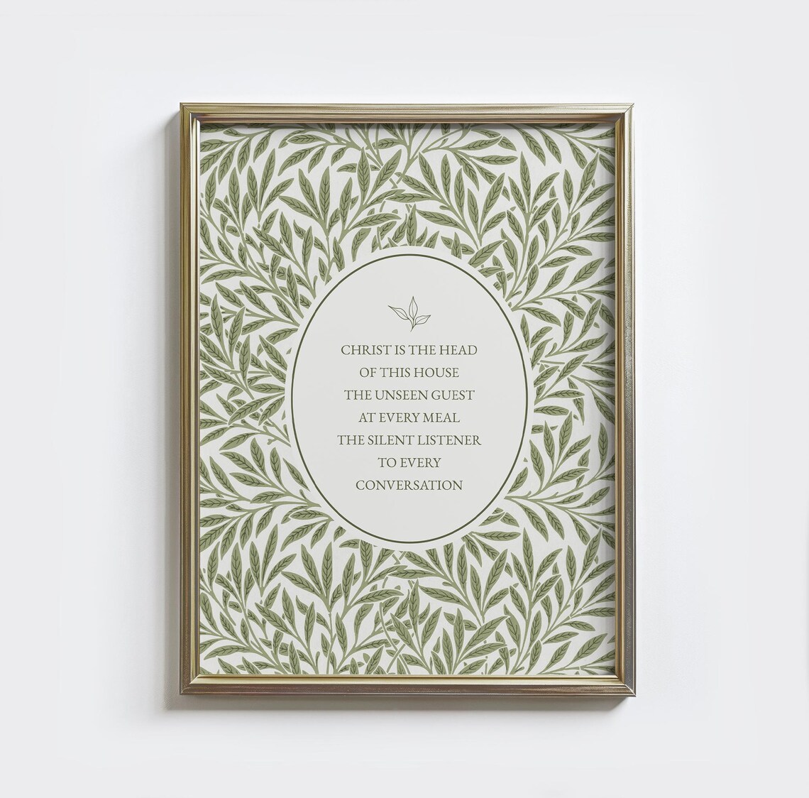 Christ Is The Head of This House Bible Verse Botanical Prayer Wall Poster